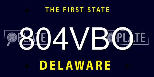 804VBO Delaware License Plate