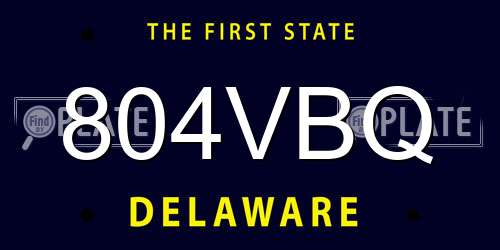 804VBQ Delaware License Plate