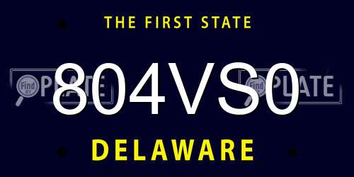 804VS0 Delaware License Plate