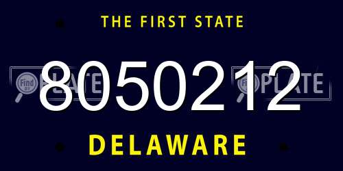 8050212 Delaware License Plate