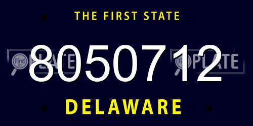 8050712 Delaware License Plate
