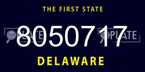 8050717 Delaware License Plate