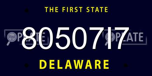 80507I7 Delaware License Plate