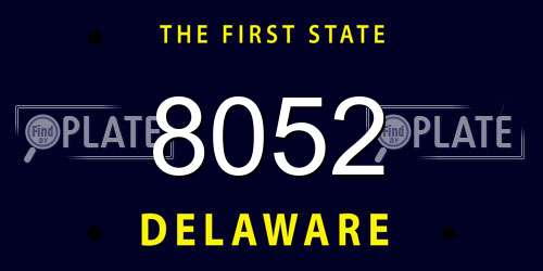 8052 Delaware License Plate