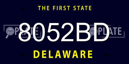 8052BD Delaware License Plate