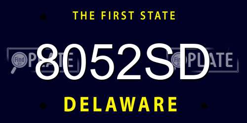 8052SD Delaware License Plate