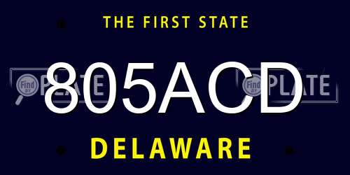805ACD Delaware License Plate