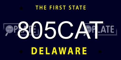 805CAT Delaware License Plate