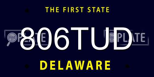 806TUD Delaware License Plate