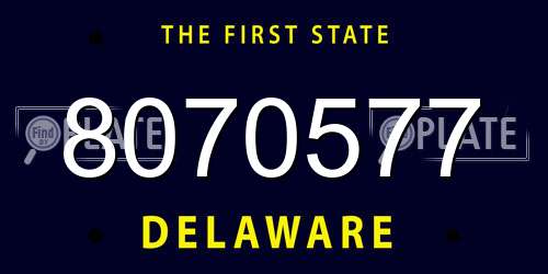 8070577 Delaware License Plate