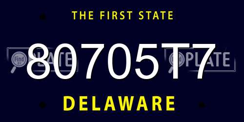 80705T7 Delaware License Plate