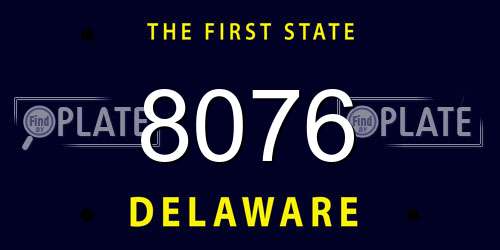 8076 Delaware License Plate