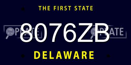 8076ZB Delaware License Plate