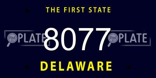 8077 Delaware License Plate