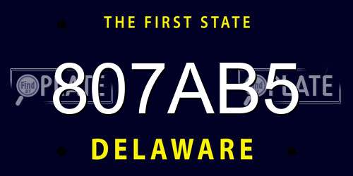 807AB5 Delaware License Plate