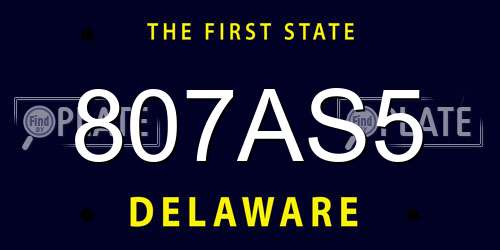 807AS5 Delaware License Plate
