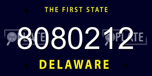 8080212 Delaware License Plate
