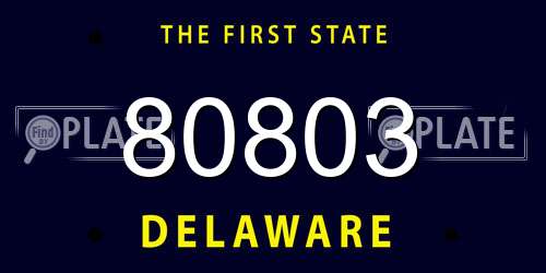 80803 Delaware License Plate