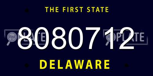 8080712 Delaware License Plate