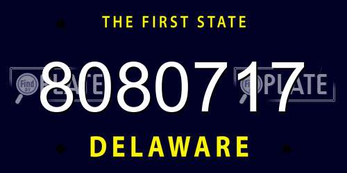 8080717 Delaware License Plate