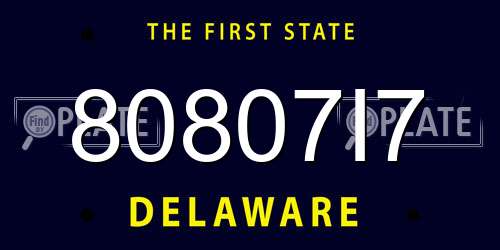 80807I7 Delaware License Plate