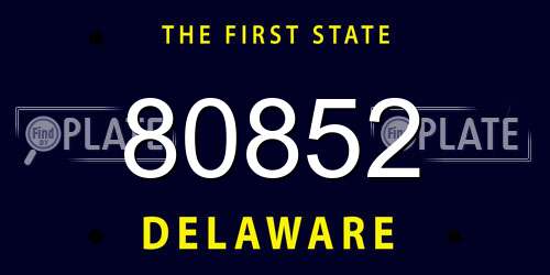 80852 Delaware License Plate