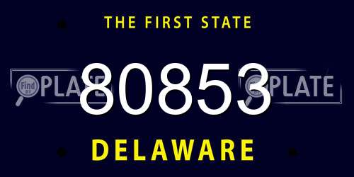 80853 Delaware License Plate
