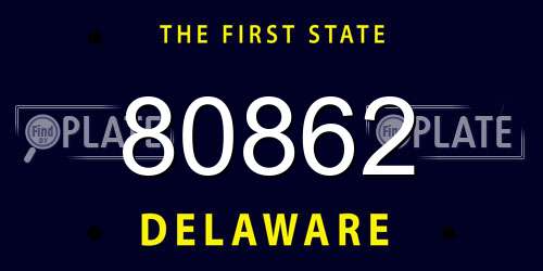 80862 Delaware License Plate