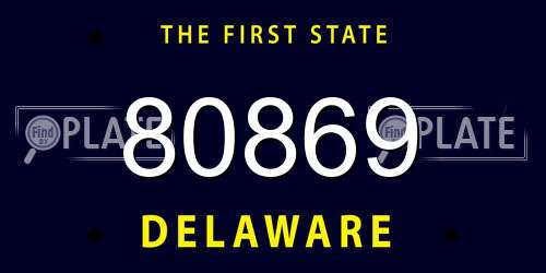 80869 Delaware License Plate