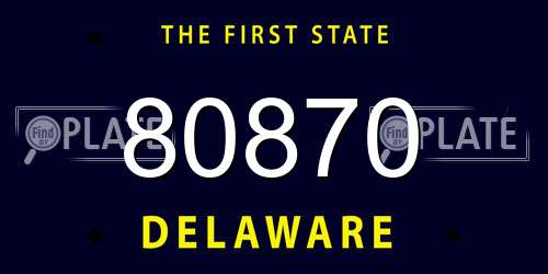80870 Delaware License Plate