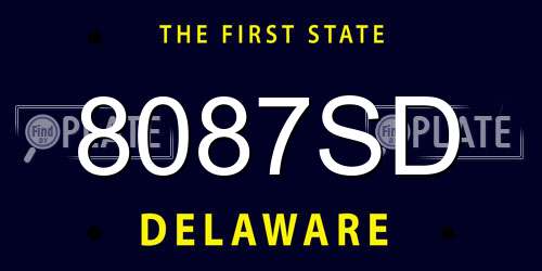8087SD Delaware License Plate