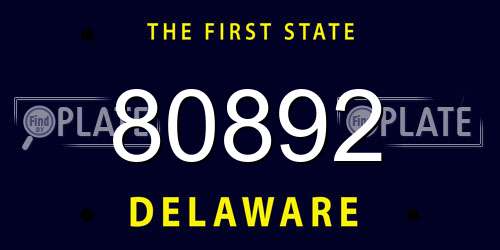 80892 Delaware License Plate