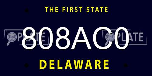 808AC0 Delaware License Plate