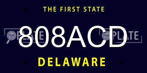 808ACD Delaware License Plate