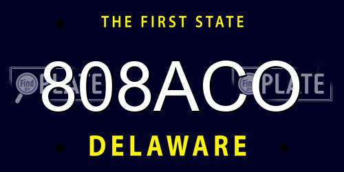808ACO Delaware License Plate
