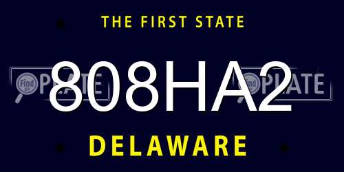 808HA2 Delaware License Plate
