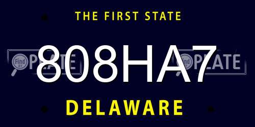 808HA7 Delaware License Plate