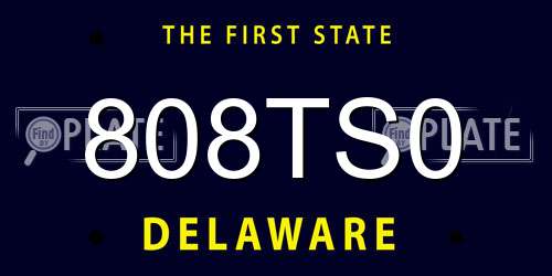 808TS0 Delaware License Plate