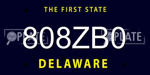 808ZB0 Delaware License Plate