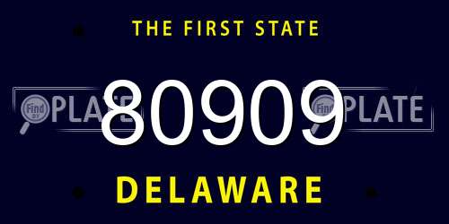 80909 Delaware License Plate