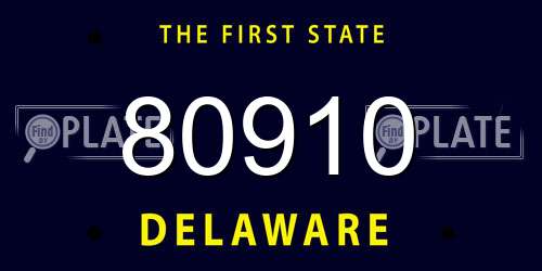 80910 Delaware License Plate