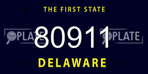 80911 Delaware License Plate