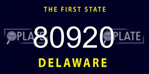 80920 Delaware License Plate