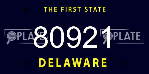 80921 Delaware License Plate