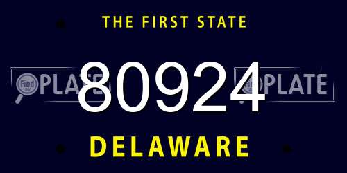 80924 Delaware License Plate