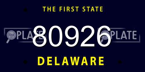 80926 Delaware License Plate