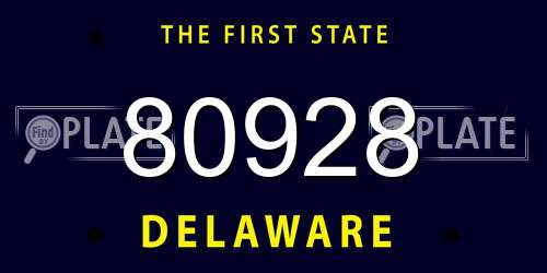 80928 Delaware License Plate
