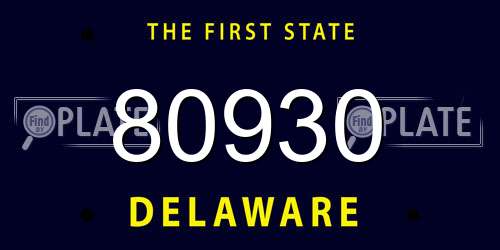 80930 Delaware License Plate