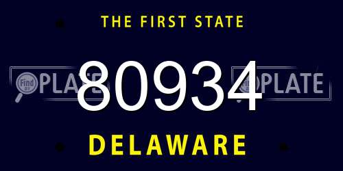 80934 Delaware License Plate