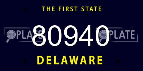 80940 Delaware License Plate